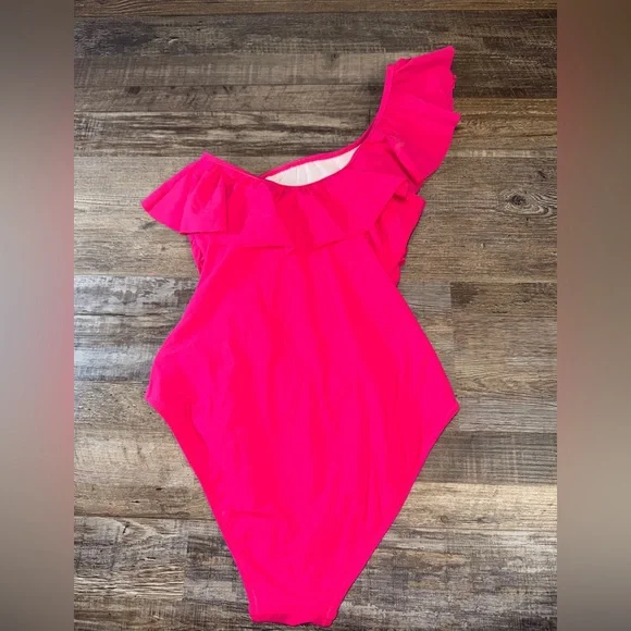 Profile by Gottex Tutti Frutti Raspberry One Shoulder Ruffle One Piece size 6 - Picture 4 of 7